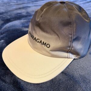 SALVATORE FERRAGAMO Adult Metallic Signature Logo Baseball Cap Hat NWT $450